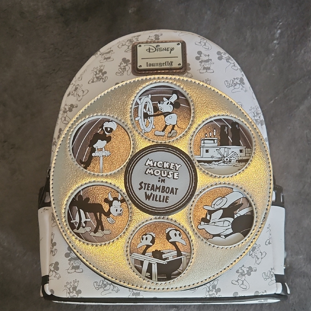 Loungefly Disney Steamboat Willie Mini Backpack - Black, White, Silver